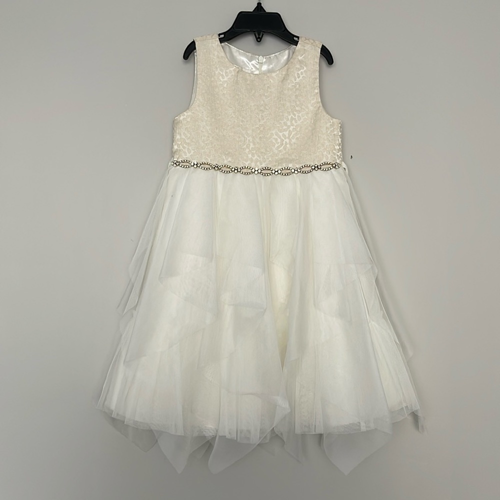 American Princess Girls Embellished Waist Sleeveless Tiered Dress Size 5